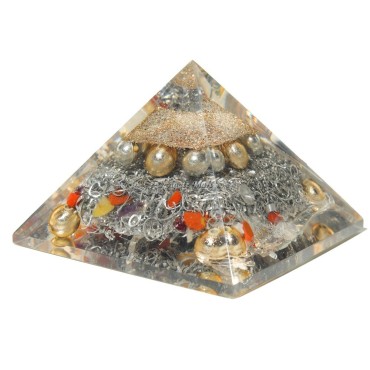 Mix Stone Healing Brass Orgone Emf Protection Pyramid