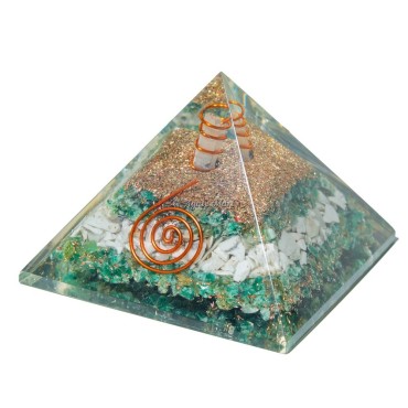 Green Aventurine Orgone Pyramid With Howlite