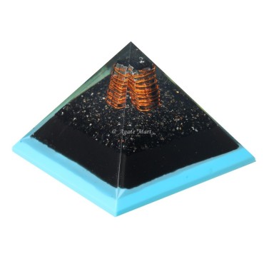 Black Tourmaline Crystal point Orgone Healing Pyramid