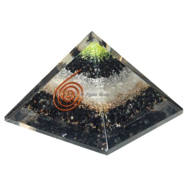 Black Tourmaline Orgone Pyramid With Selenite