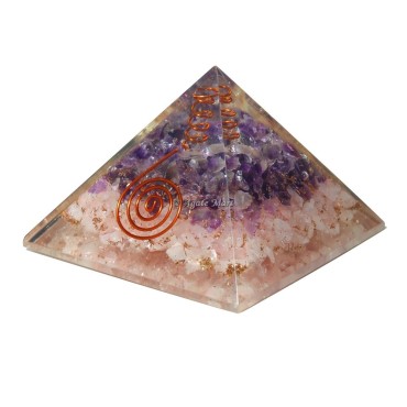 Rose and Amethyst Orgone Emf Protect Healing Pyramid