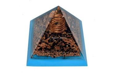Black Tourmaline with Copper EMF Protection Orgonite Pyramid