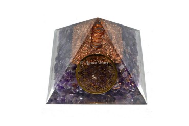 Amethyst With Flower Of Life Orgone Pyramid