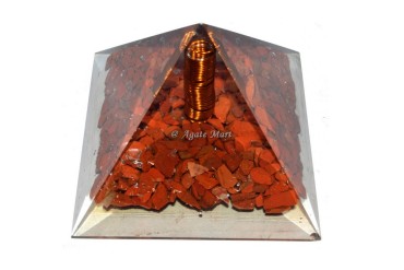 Red Jasper With Crystal Point EMF Protection Orgonite Pyramid