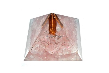 Rose Quartz With Copper Crystal Point EMF Protection Orgonite Pyramid