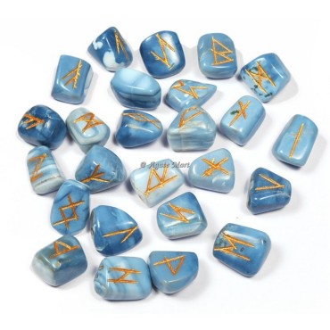 Blue Agate Rune Set