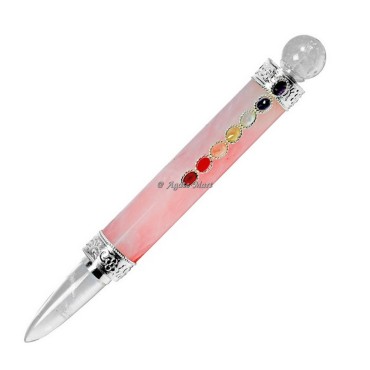 Rose Quartz with Seven Chakra Healing Stick Wand