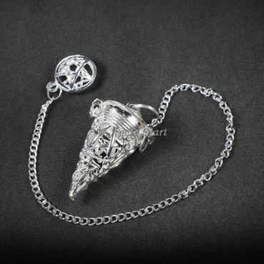 Pentagram Cage Silver Brass Devination Pendulum