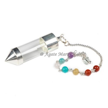 Openable Silver Brass 7 Chakra Brass Pendulum