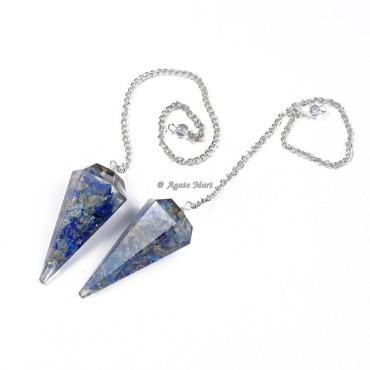 Lapis Lazuli Orgonite Pendulum with Silver Chain
