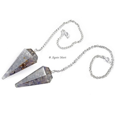 Amethyst Orgonite Pendulum with Silver Chain
