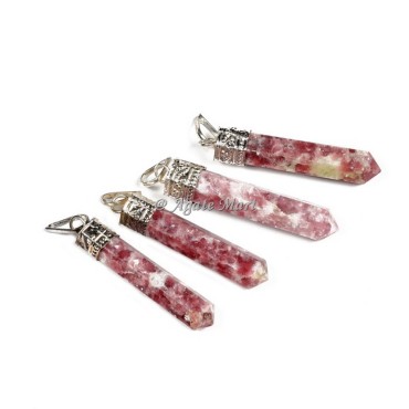 Lepidolite with Silver Cap Faceted Pencil Pendant
