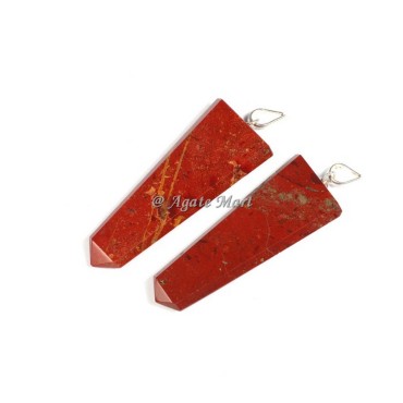 Flat Red Jasper Faceted Pencil Pendant