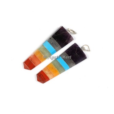 Bonded Seven Chakra Faceted Pencil Pendant