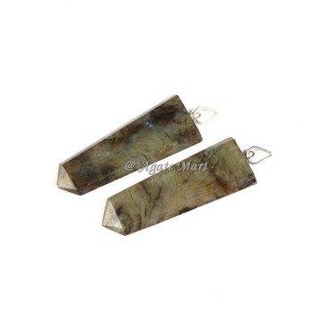 Flat Labrodrite Faceted Pencil Pendant