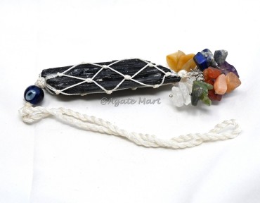 Black Tourmaline With 7 Chakra Chips Hanging For Home And Door