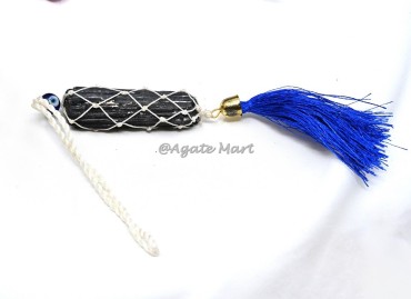 Black Tourmaline With Evil Eye Hanging For Door And Home