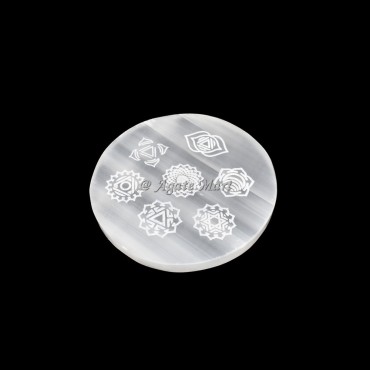 Celtic 7 Chakra Etched Selenite Charging Plate
