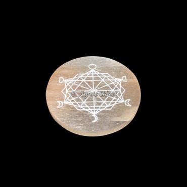 Moon Phase Metatron Orange Selenite Charging Plate