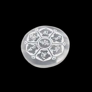 Accent Sanskrit Symbols Selenite Charging Plate