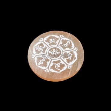 Accent Sanskrit Symbols Orange Selenite Charging Plate