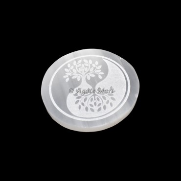 Ying Yang Tree Of Life Selenite Charging Plate