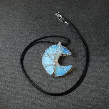 Black Obsidian Moon with Tree of life Pendant