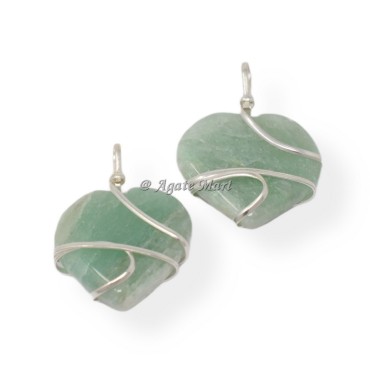 Amazonite Heart Wire Wraped Pendant