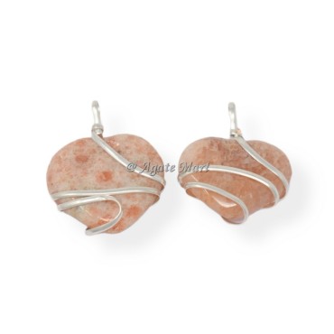 Sunstone Heart Wire Wraped Pendant