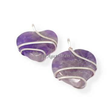 Amethyst Heart Wire Wraped Pendant