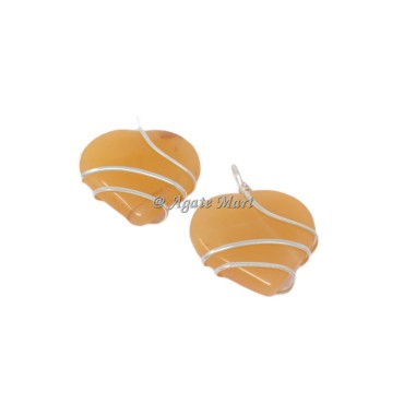 Yellow Aventurine Heart Wire Wraped Pendant